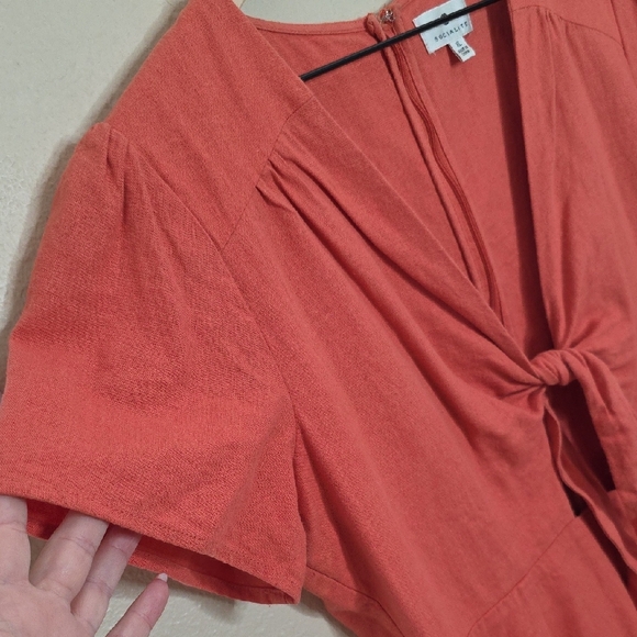 Socialite Jillian Tie Front Mini Dress Rust Orange Sienna Peach Womens Size XL - Picture 5 of 8